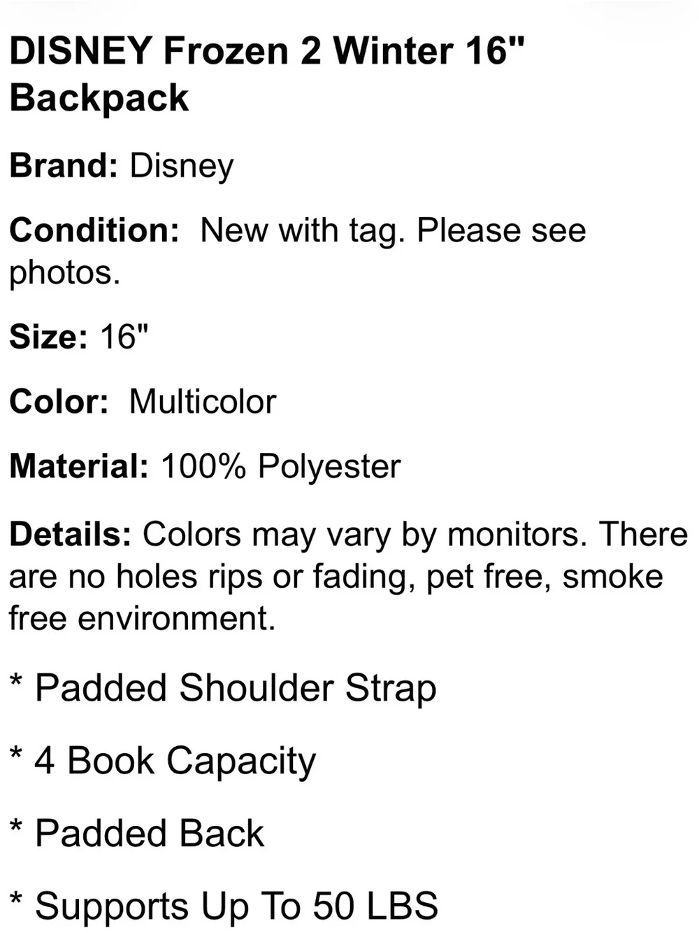 Disney Frozen II Backpack in Aqua Blue with Elsa & Anna Tag